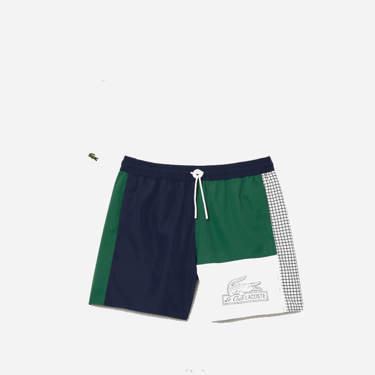 мушкарци купаће гаће од рециклираног полиестера 8688520 морнарско плава зелена бела аст Lacoste