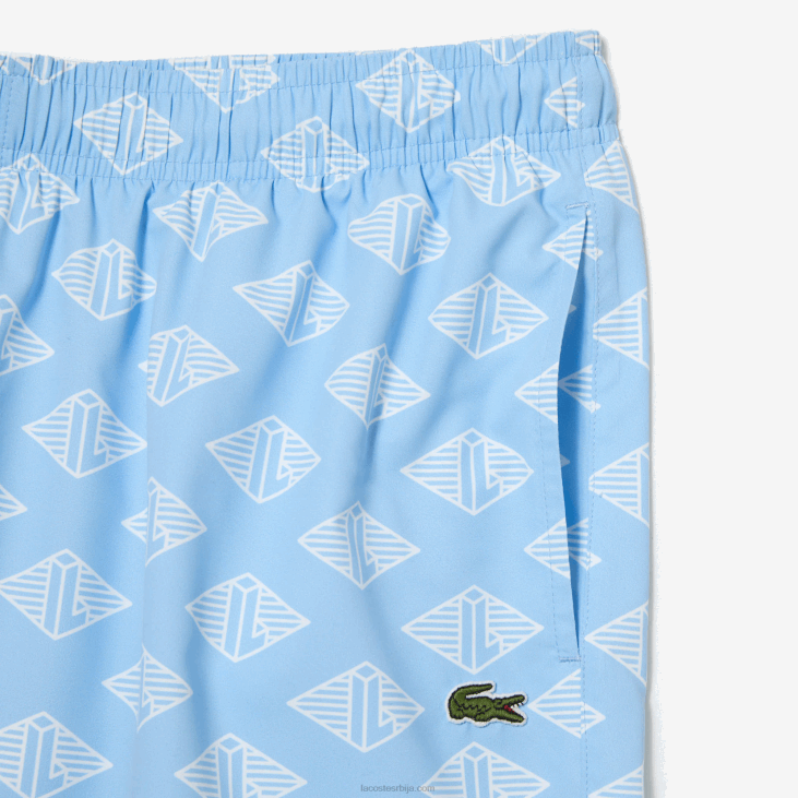 мушкарци купаће гаће са штампаним монограмом у две боје 8688529 плаво бела фв2 Lacoste