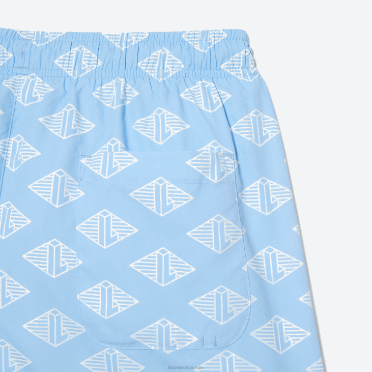 мушкарци купаће гаће са штампаним монограмом у две боје 8688529 плаво бела фв2 Lacoste