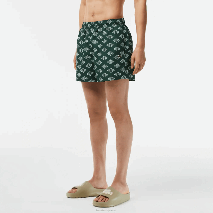 мушкарци купаће гаће са штампаним монограмом у две боје 8688530 зелено бело год Lacoste