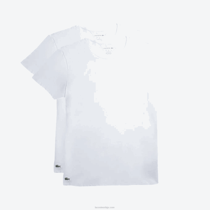 мушкарци памучна лоунге мајица са великим изрезом 2ком 86881542 бела 001 Lacoste