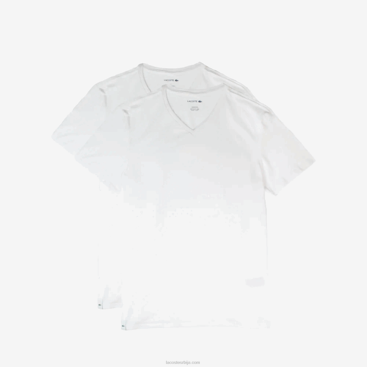 мушкарци памучна дневна мајица са в-изрезом 2 ком 86881623 бела 001 Lacoste
