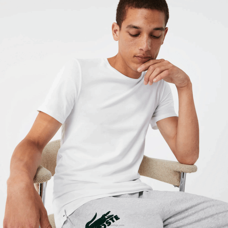 мушкарци памучна мајица са округлим изрезом 3 ком 86881349 бела сива цхине црна бки Lacoste