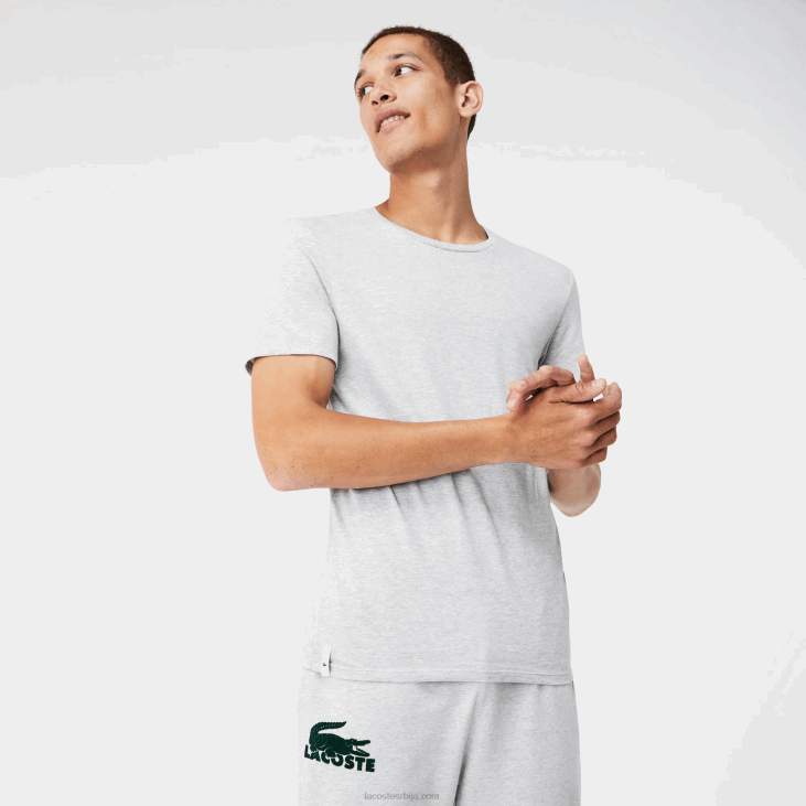 мушкарци памучна мајица са округлим изрезом 3 ком 86881349 бела сива цхине црна бки Lacoste