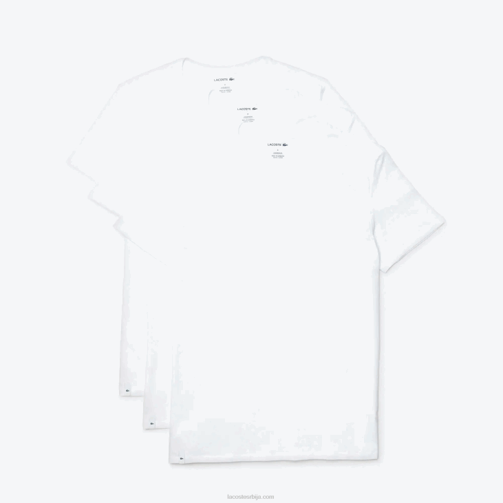 мушкарци памучна мајица са округлим изрезом 3 ком 86881350 бела 001 Lacoste