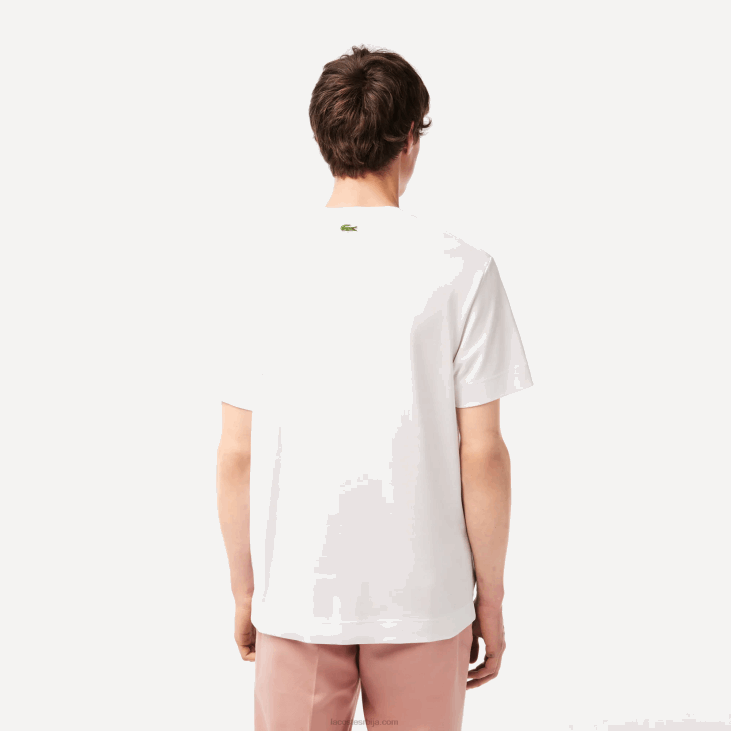 мушкарци памучна мајица опуштеног кроја тон-на-тон 8688132 бело зелено 737 Lacoste