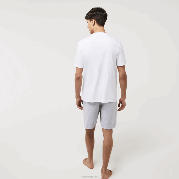 мушкарци велур крокодилска памучна лоунге мајица са округлим изрезом 86881343 бело зелено 7вј Lacoste