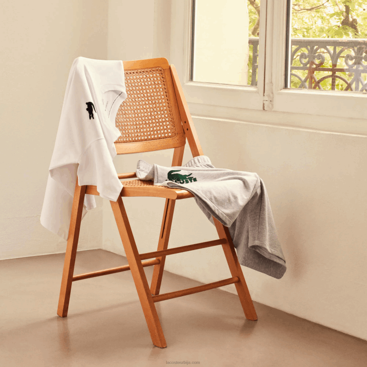 мушкарци велур крокодилска памучна лоунге мајица са округлим изрезом 86881343 бело зелено 7вј Lacoste