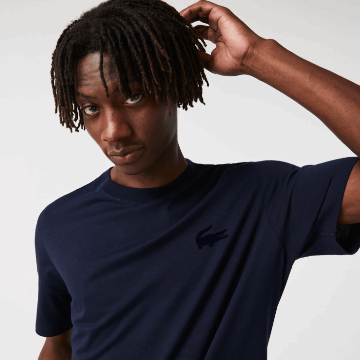 мушкарци велур крокодилска памучна лоунге мајица са округлим изрезом 86881344 тамноплава 166 Lacoste