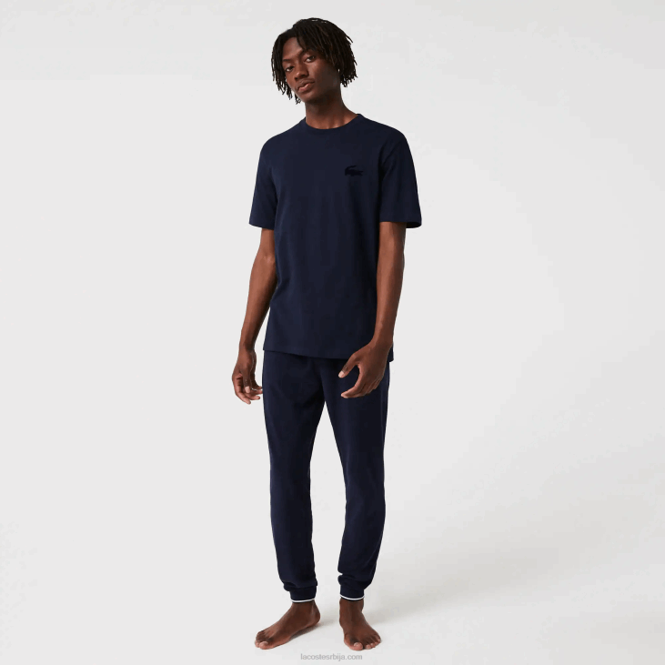 мушкарци велур крокодилска памучна лоунге мајица са округлим изрезом 86881344 тамноплава 166 Lacoste