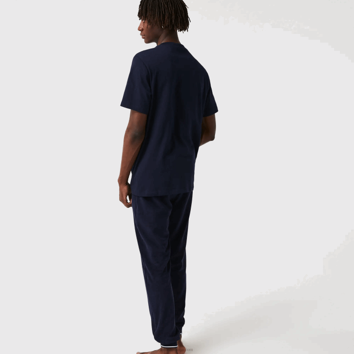 мушкарци велур крокодилска памучна лоунге мајица са округлим изрезом 86881344 тамноплава 166 Lacoste