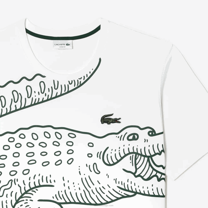 мушкарци широка памучна мајица - плус величина - висока 8688136 бела 001 Lacoste