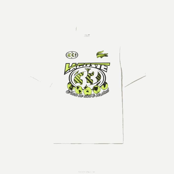 мушкарци слободна мајица са принтом од памучног дреса 8688144 бела 70в Lacoste