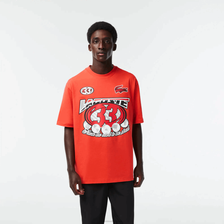 мушкарци слободна мајица са принтом од памучног дреса 8688145 наранџаста 02к Lacoste