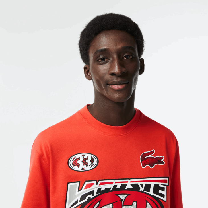 мушкарци слободна мајица са принтом од памучног дреса 8688145 наранџаста 02к Lacoste