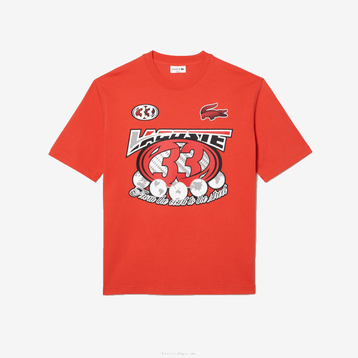 мушкарци слободна мајица са принтом од памучног дреса 8688145 наранџаста 02к Lacoste