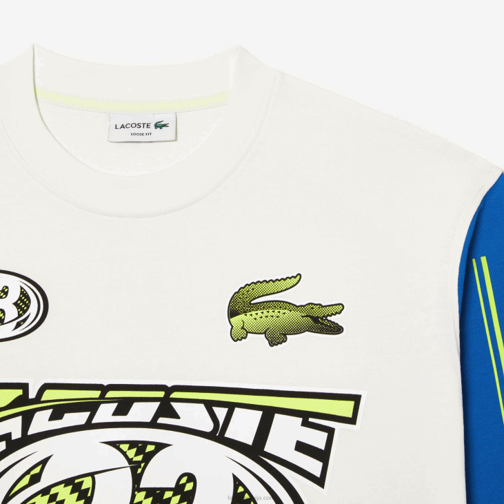 мушкарци слободна мајица са штампаним дугим рукавима 8688149 бели плави зил Lacoste