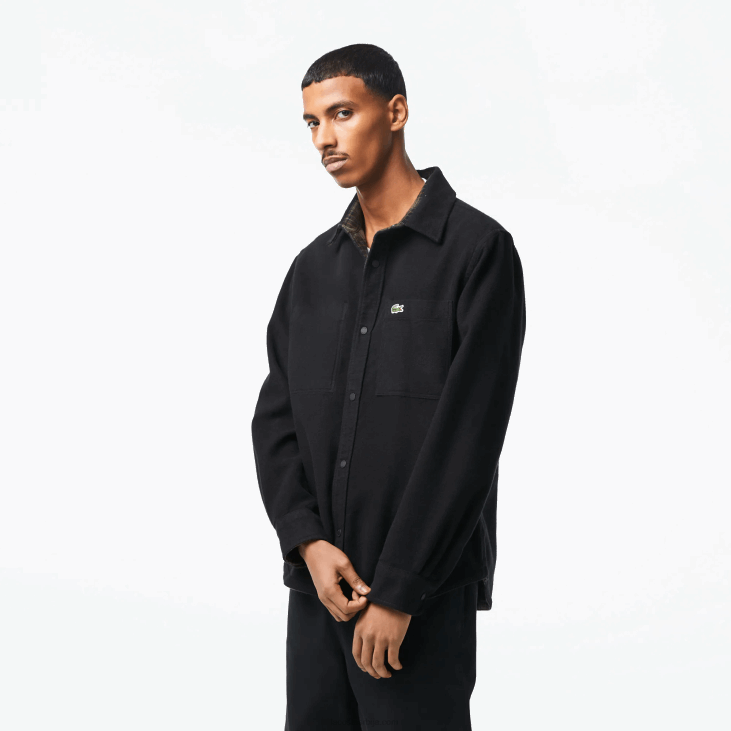 мушкарци реверзибилна памучна фланелска мајица 86881541 каки зелено бела гби Lacoste