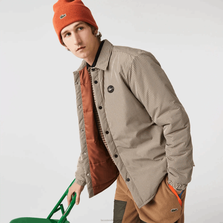 мушкарци Водоодбојна мајица са одштампаним чековима 86881549 беж тамноплава каки зелена 87е Lacoste