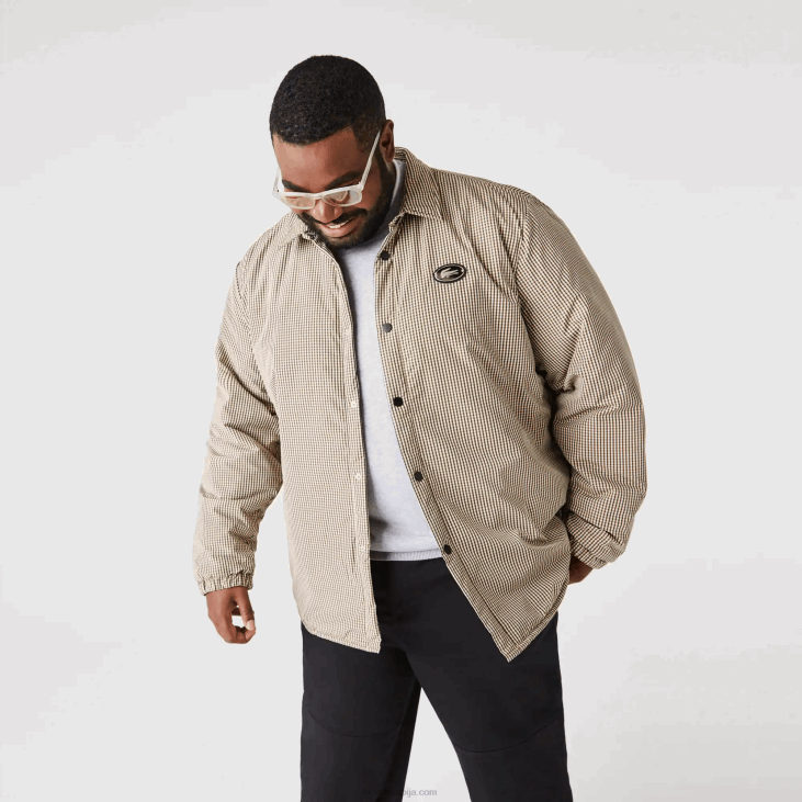 мушкарци Водоодбојна мајица са одштампаним чековима 86881549 беж тамноплава каки зелена 87е Lacoste