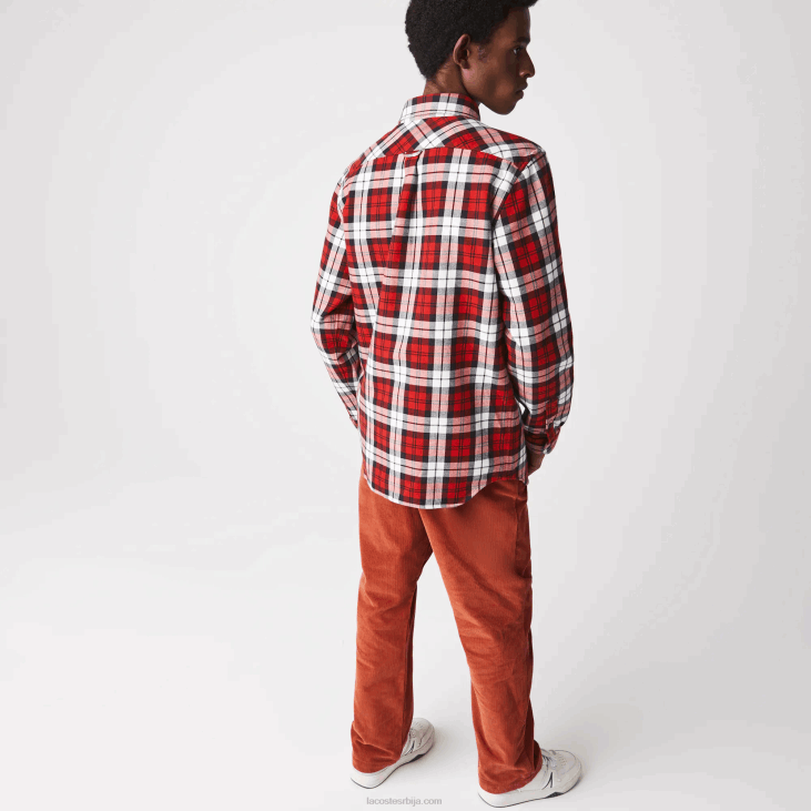 мушкарци дебела фланелска мајица у карираном кроју 86881607 бела црвена тамноплава скб Lacoste