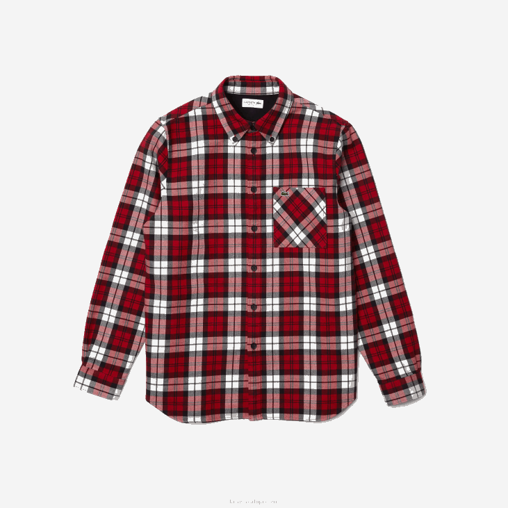 мушкарци дебела фланелска мајица у карираном кроју 86881607 бела црвена тамноплава скб Lacoste