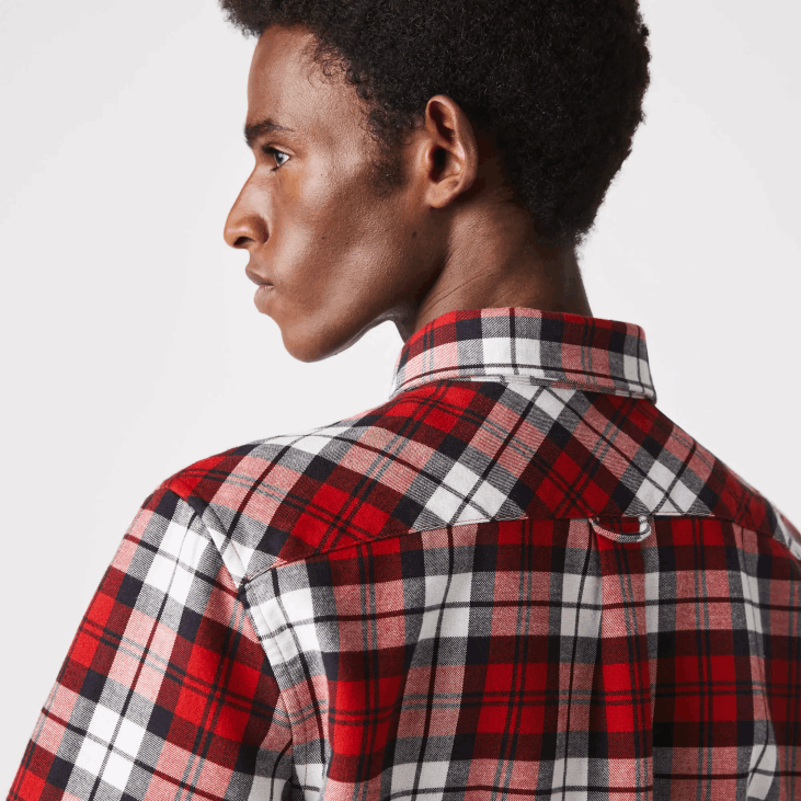 мушкарци дебела фланелска мајица у карираном кроју 86881607 бела црвена тамноплава скб Lacoste