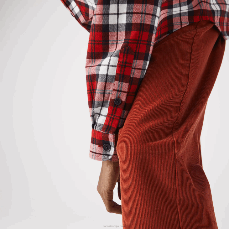 мушкарци дебела фланелска мајица у карираном кроју 86881607 бела црвена тамноплава скб Lacoste