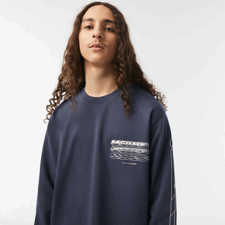 мушкарци слободна мајица од памучног дреса дугих рукава 8688176 блуе кке Lacoste