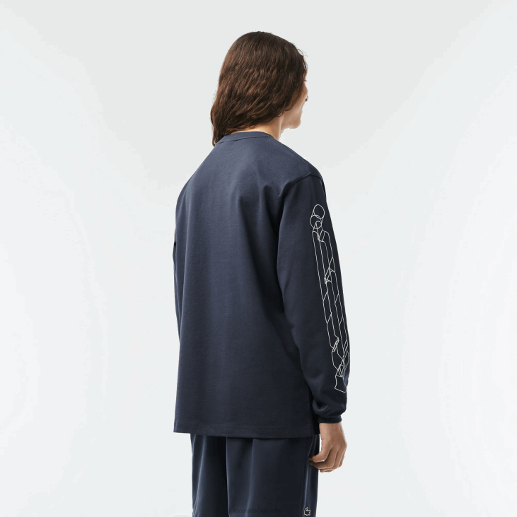 мушкарци слободна мајица од памучног дреса дугих рукава 8688176 блуе кке Lacoste