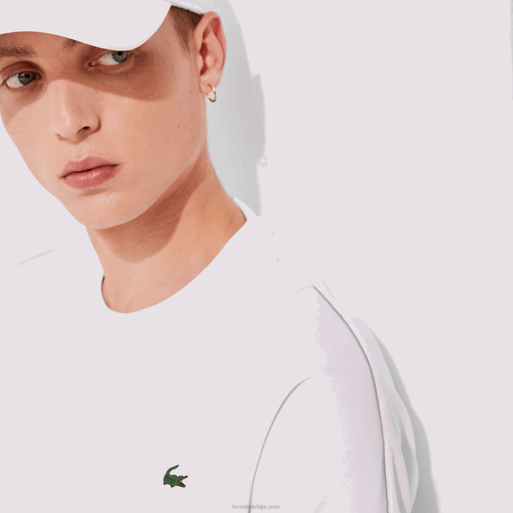 мушкарци мајица са спортским графичким тракама са великим изрезом 86881922 бела жута наранџаста д0в Lacoste