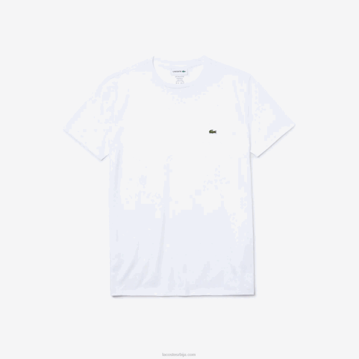 мушкарци мајица од пима памучног дреса са округлим изрезом 868836 бела 001 Lacoste