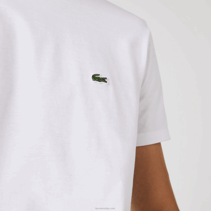 мушкарци мајица од пима памучног дреса са округлим изрезом 868836 бела 001 Lacoste