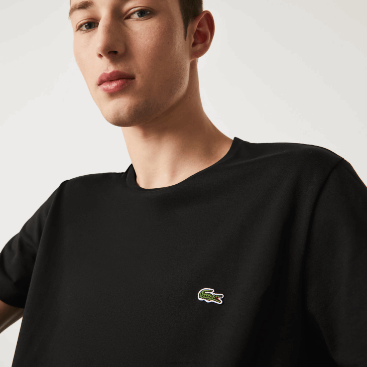 мушкарци мајица од пима памучног дреса са округлим изрезом 868837 црна 031 Lacoste