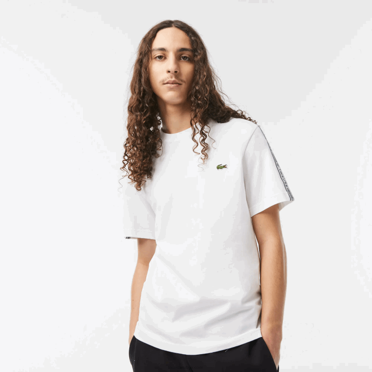 мушкарци мајица са тракама са логотипом регуларног кроја 868846 бела 001 Lacoste