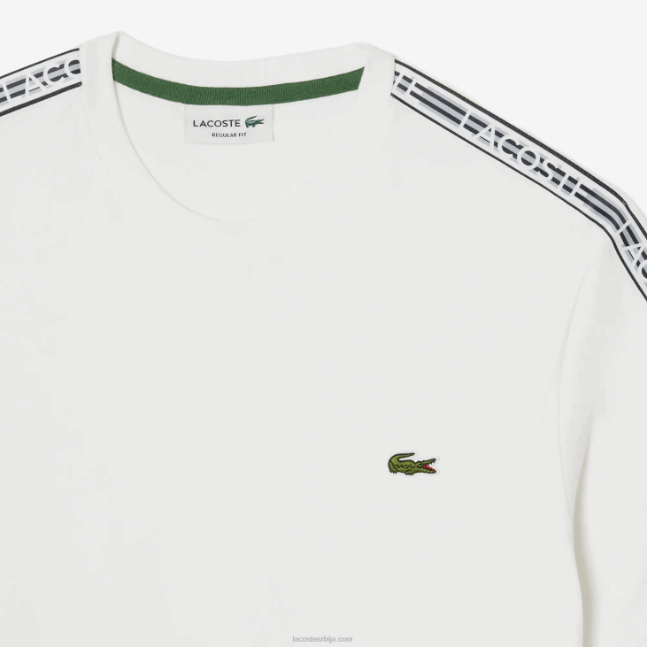 мушкарци мајица са тракама са логотипом регуларног кроја 868846 бела 001 Lacoste