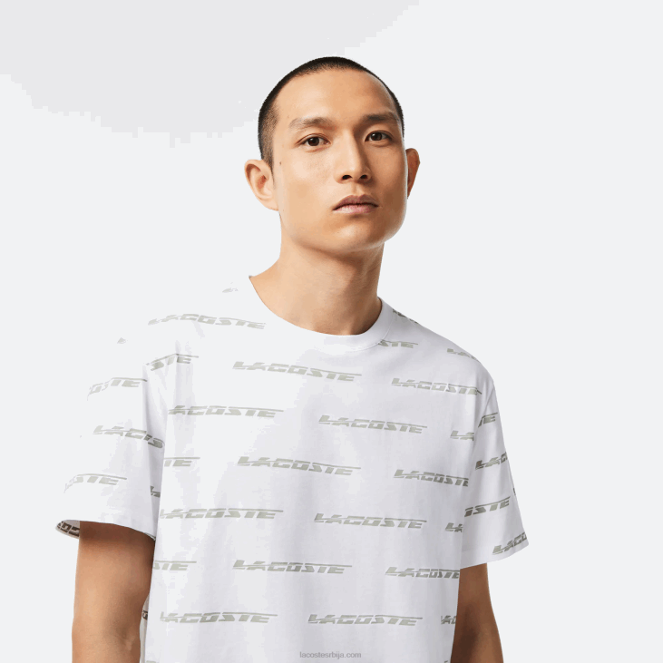 мушкарци мајица са логом од памучног дреса 8688502 бели каки зелени ги8 Lacoste