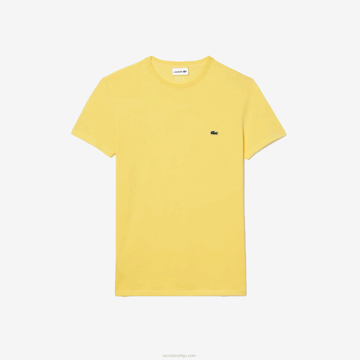 мушкарци мајица од пима памучног дреса са округлим изрезом 868855 жута 107 Lacoste