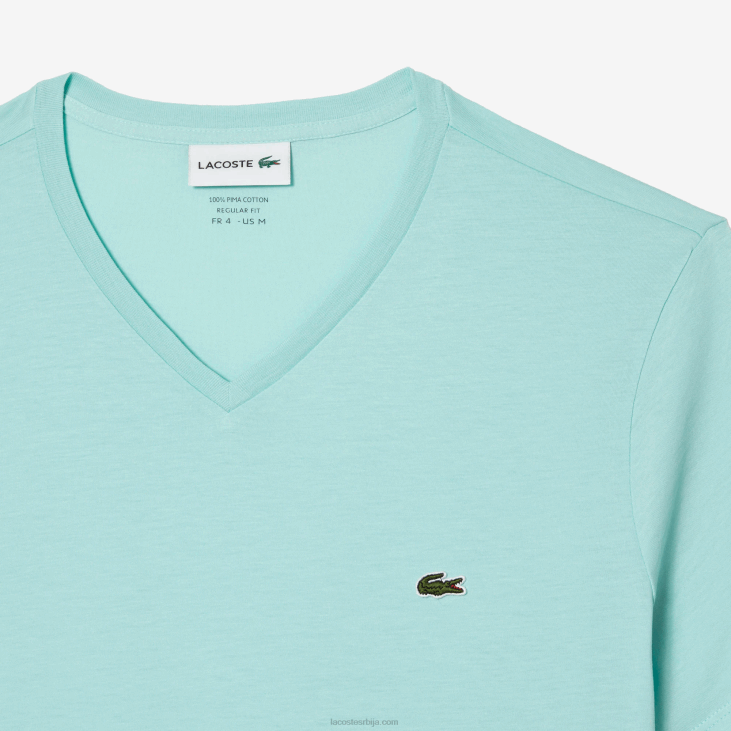 мушкарци Пима мајица од памучног дреса с в-изрезом 868856 минт лгф Lacoste