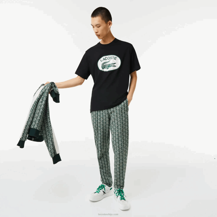 мушкарци мајица са монограмом стандардног кроја 8688578 црна 031 Lacoste