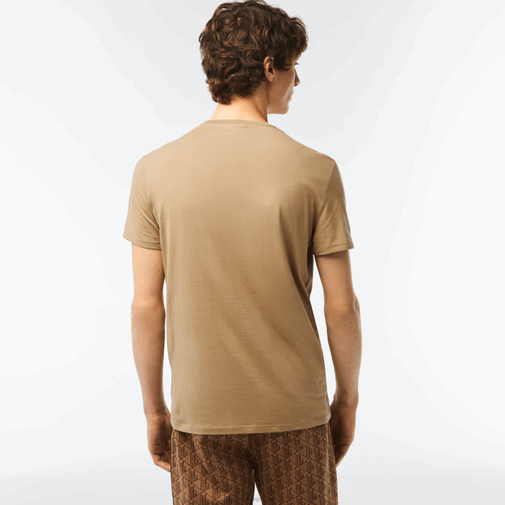мушкарци мајица од пима памучног дреса са округлим изрезом 868857 беж цб8 Lacoste