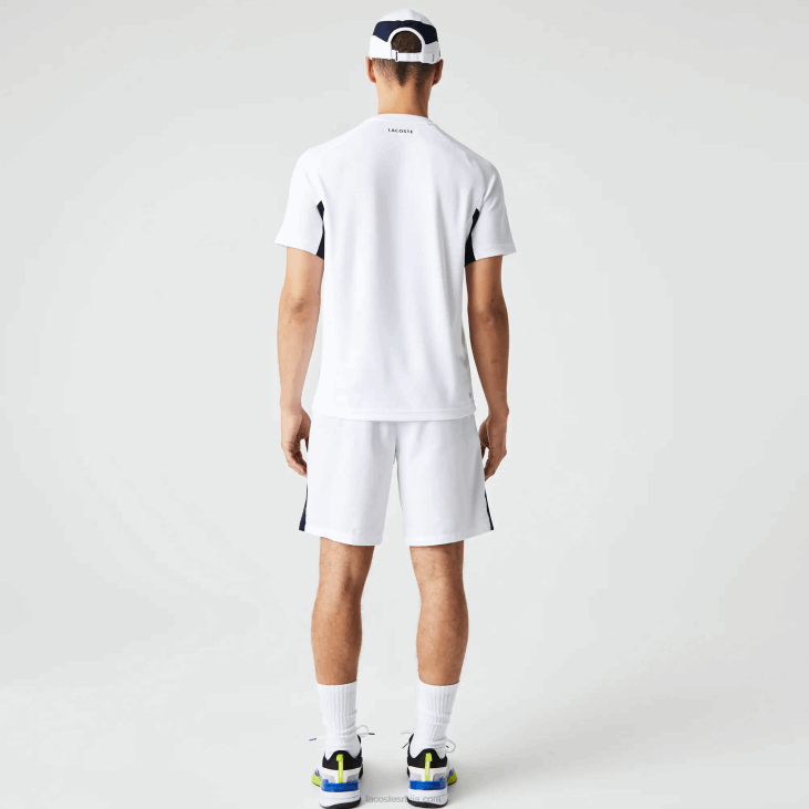 мушкарци спортска ултра-сува тениска мајица са колор блоковима 8688583 бела тамноплава бела и2у Lacoste