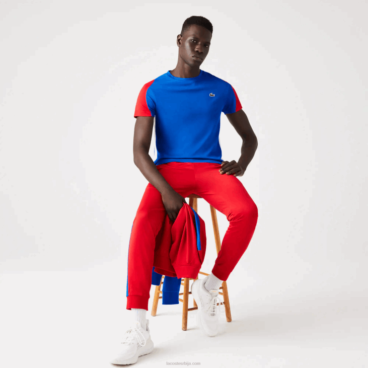 мушкарци спортска тениска мајица са крокодилским принтом 8688587 плава црвена бела их7 Lacoste