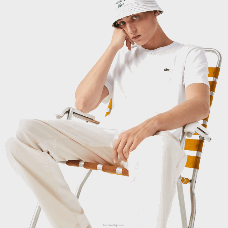 мушкарци хенлеи изрез пима памучна мајица од дреса 8688589 бела 001 Lacoste