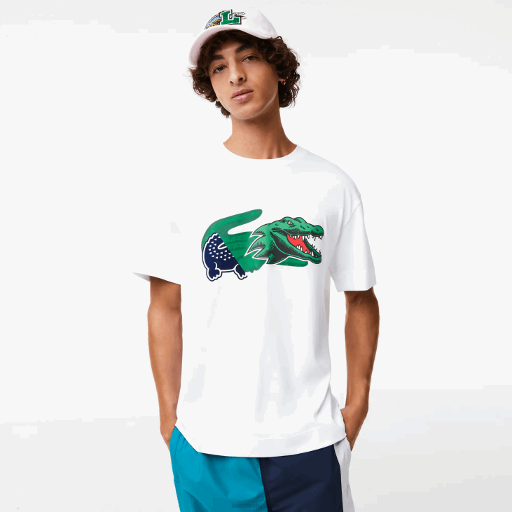 мушкарци велика крокодил мајица опуштеног кроја 8688608 бела 001 Lacoste