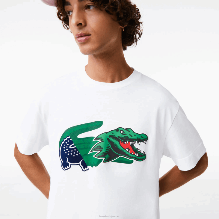 мушкарци велика крокодил мајица опуштеног кроја 8688608 бела 001 Lacoste