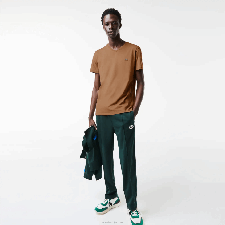 мушкарци Пима мајица од памучног дреса с в-изрезом 8688613 браон з0в Lacoste