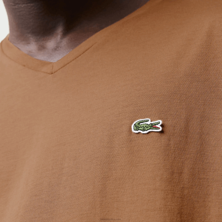 мушкарци Пима мајица од памучног дреса с в-изрезом 8688613 браон з0в Lacoste