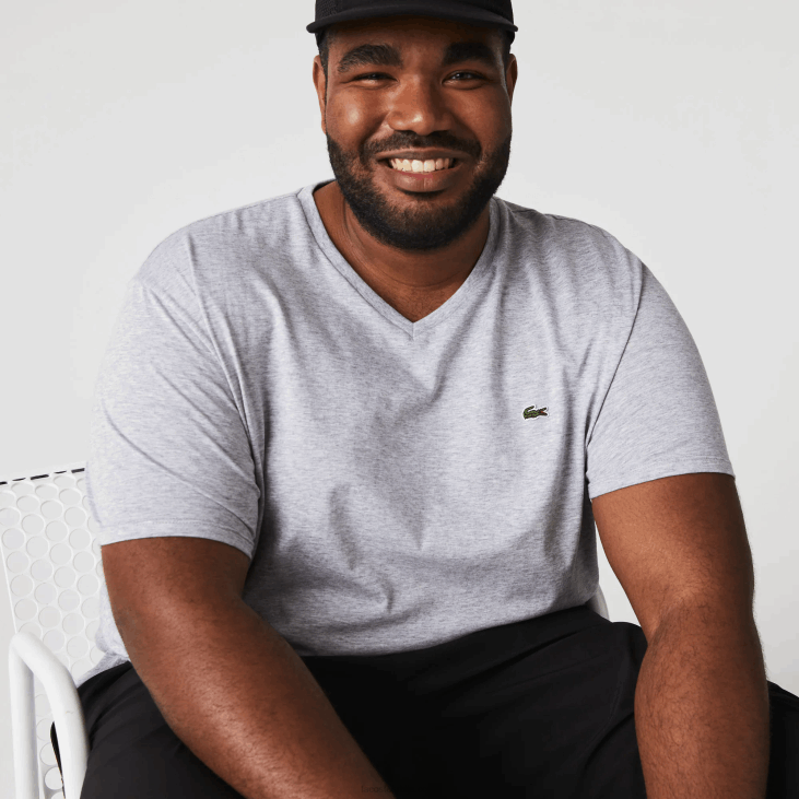 мушкарци Пима мајица од памучног дреса с в-изрезом 8688614 сиви кине цца Lacoste