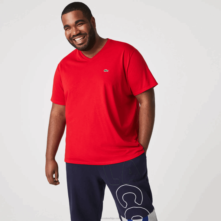 мушкарци Пима мајица од памучног дреса с в-изрезом 8688617 црвена 240 Lacoste